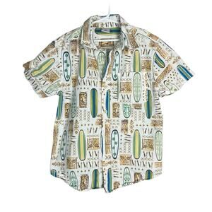 Old Navy boys surfboard tiki button down shirt